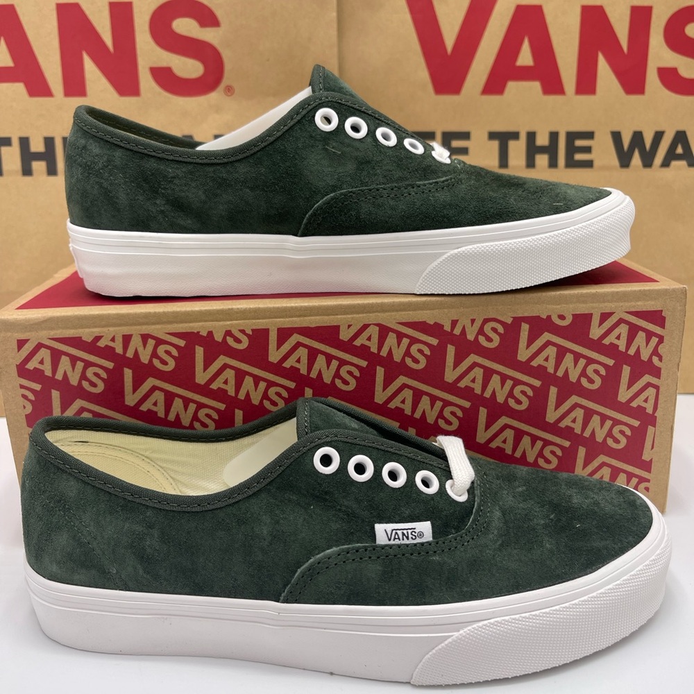 Vans Men’s Dark Green Suede Authentic Pig Suede Dried Kelp VN000D7YEMU Sneakers - Picture 16 of 16